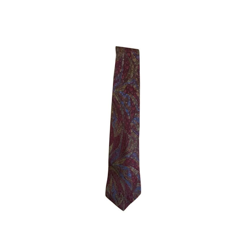 Fendi vintage men’s 100% silk multicolored leaf print tie 57